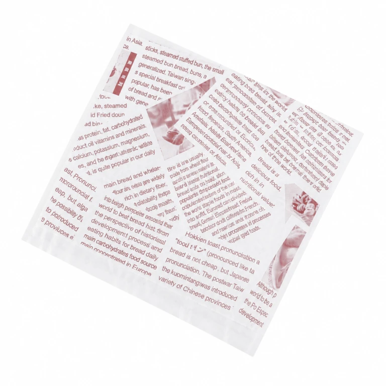 white newspaper-print bag design