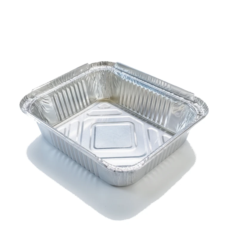 Aluminium Foil Square Container 165 500ml, with foil-laminated paper lid