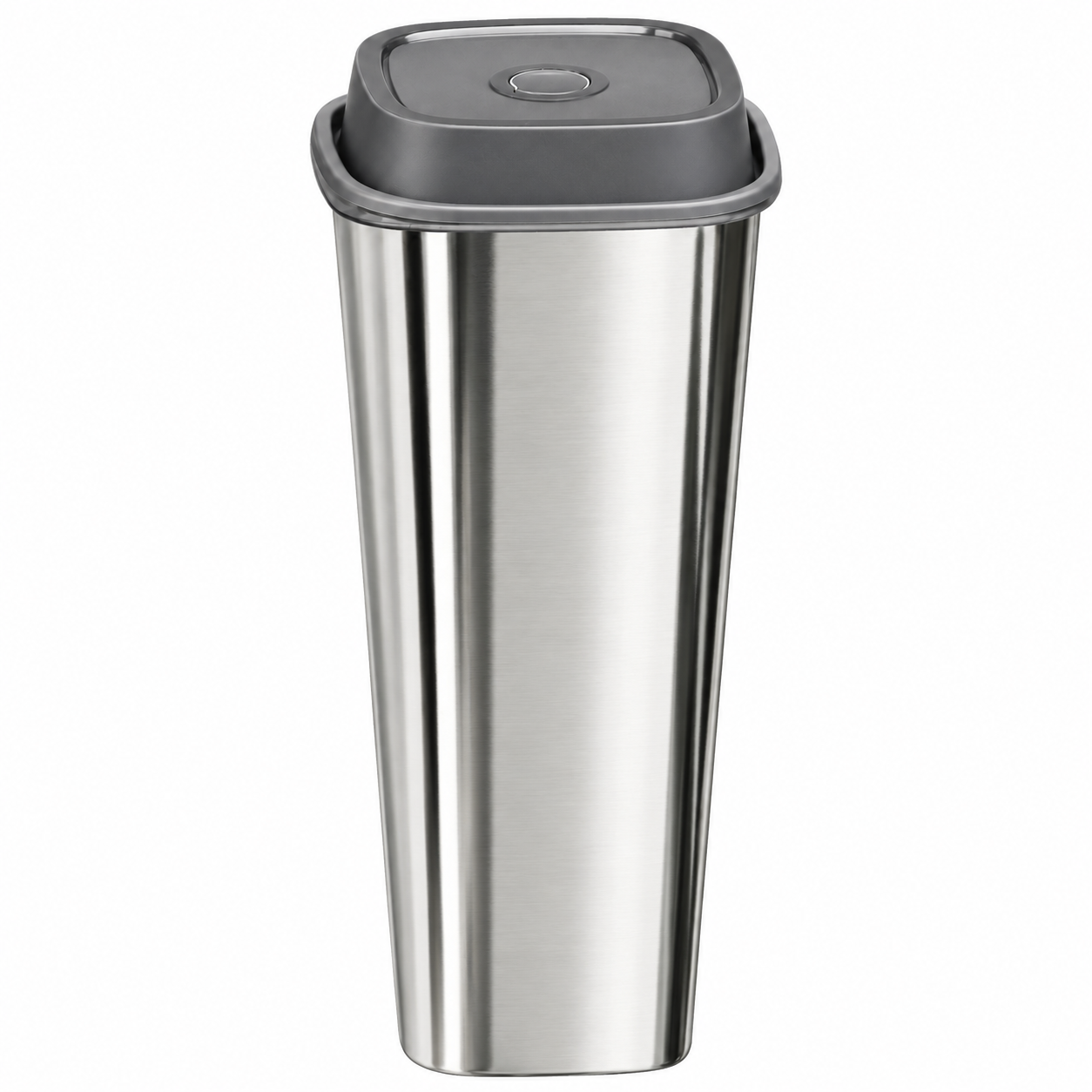 960ml Bright Silver Film Square Cup Set with Clear Gray Lid