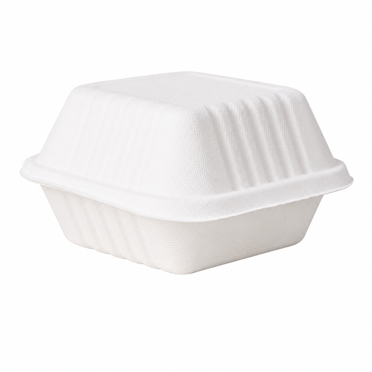 White 5-Inch Bagasse Clamshell Hamburger Box