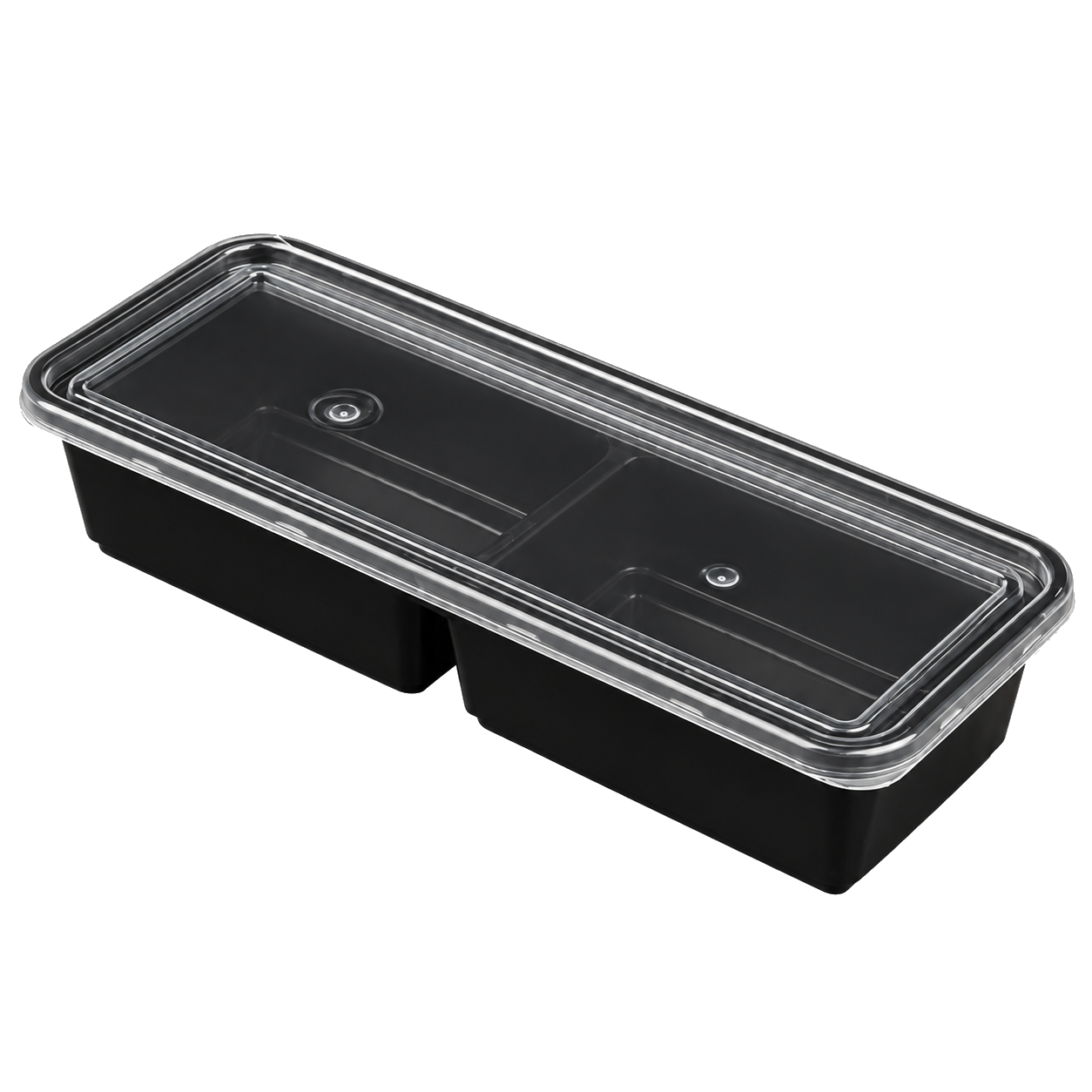 500ml elongated two-compartment Japanese-style food container (black)