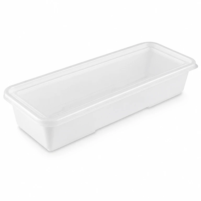 500ml elongated single-compartment Japanese-style food container (white)