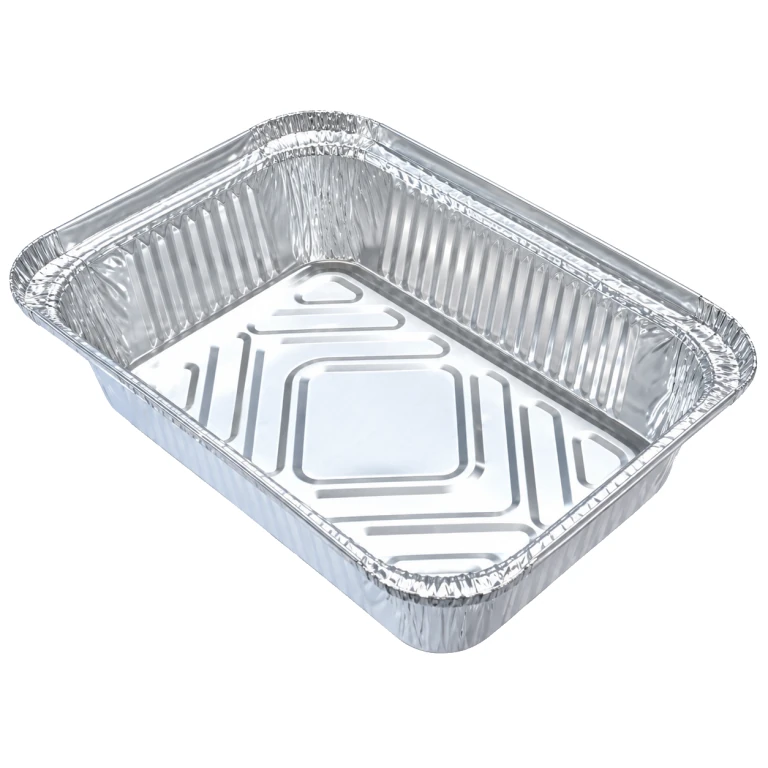 Aluminium Foil Square Container 185 700ml, with clear plastic lid