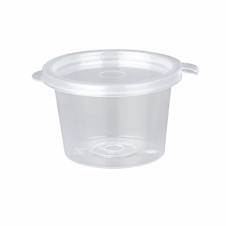 Disposable Sauce Cup 1oz, Hinged (attached lid)
