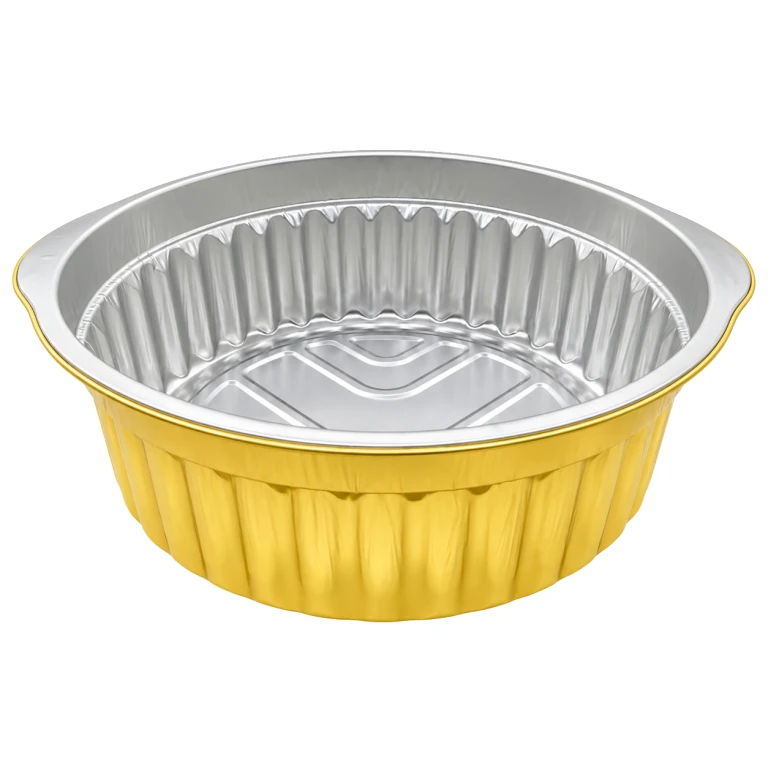 Aluminium Foil Round Container 3500ml (29.1cm dia) (twin-handle) with PP lid