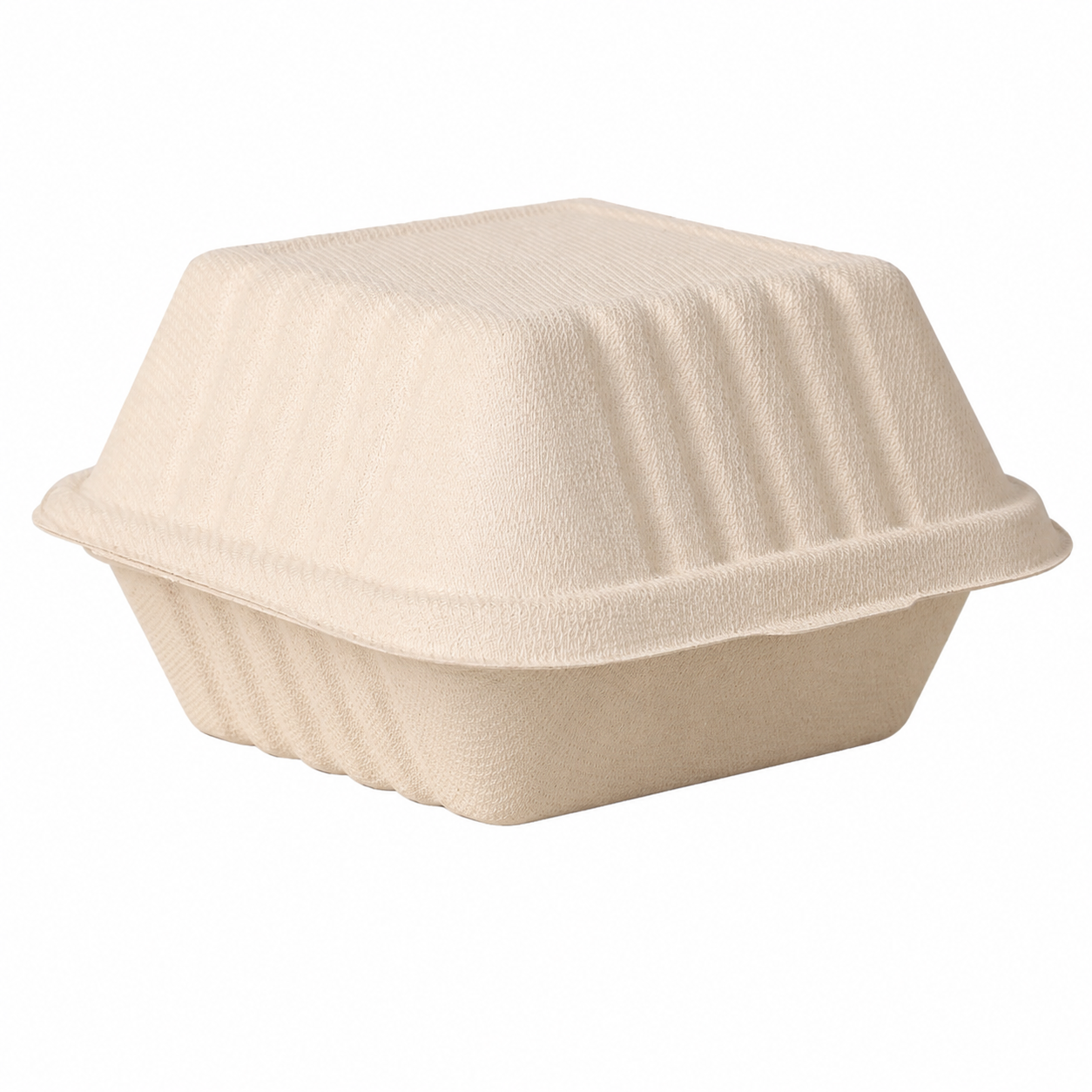 Natural 5-Inch Bagasse Clamshell Hamburger Box