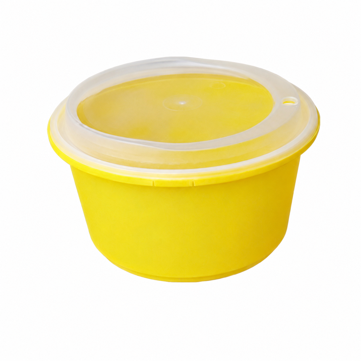 Disposable Thickened Plastic Round Bowl with Lock Lid, 1250ml, Yellow