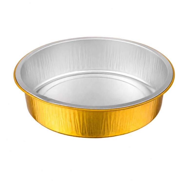 Gold Round Aluminum Foil Container with PP Lid Thickened Food Grade Commercial Takeaway Disposable Food Box