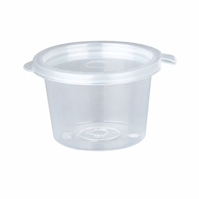 Disposable Sauce Cup 1oz, Hinged (attached lid)