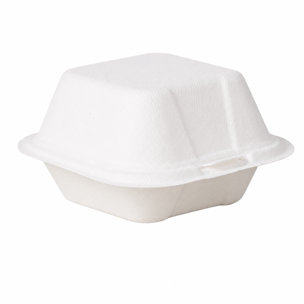 White 4-Inch Bagasse Clamshell Hamburger Box