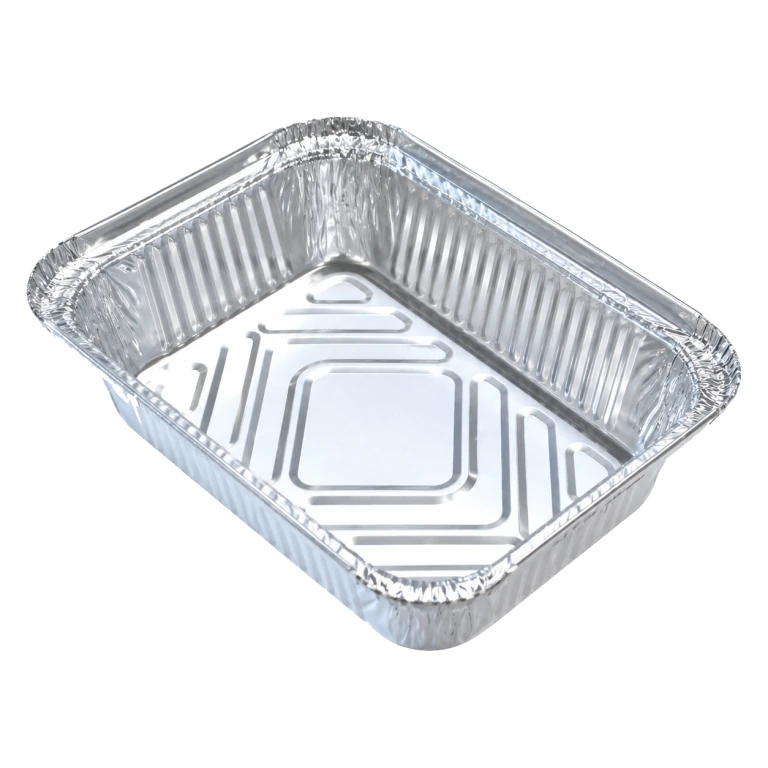 Aluminium Foil Square Container 185 700ml, with foil-laminated paper lid