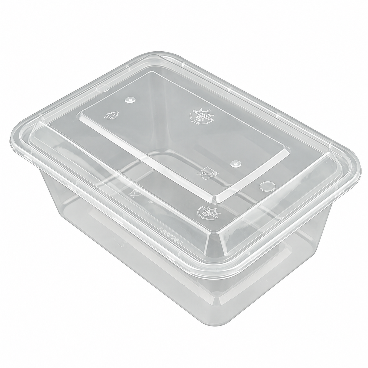 European-style 1500ml reinforced rectangular container (clear)