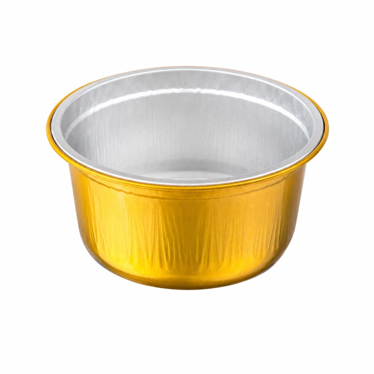 Gold Round Aluminum Foil Container with PP Lid Thickened Food Grade Commercial Takeaway Disposable Food Box