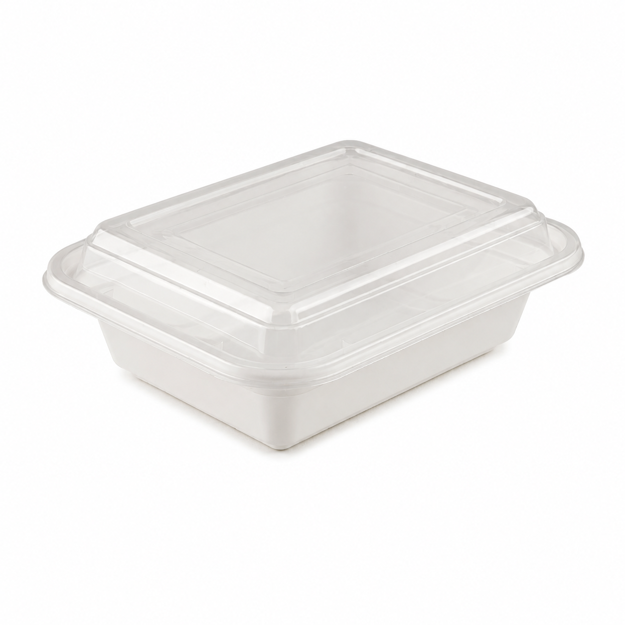 12oz American-style rectangular container (ivory base, with lid)