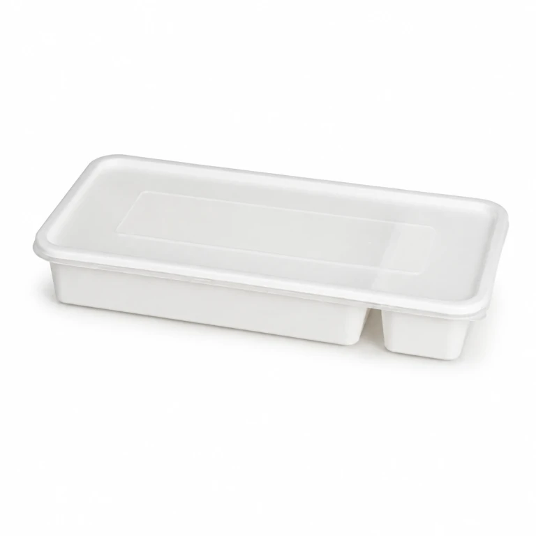 400ml two-compartment Japanese-style food container (white)