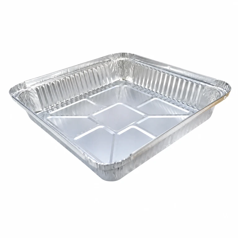 Aluminium Foil Square Container 230 1650ml, with foil-laminated paper lid