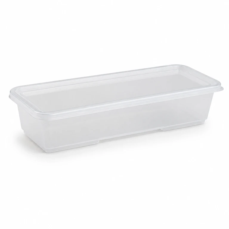 500ml elongated single-compartment Japanese-style food container (clear)