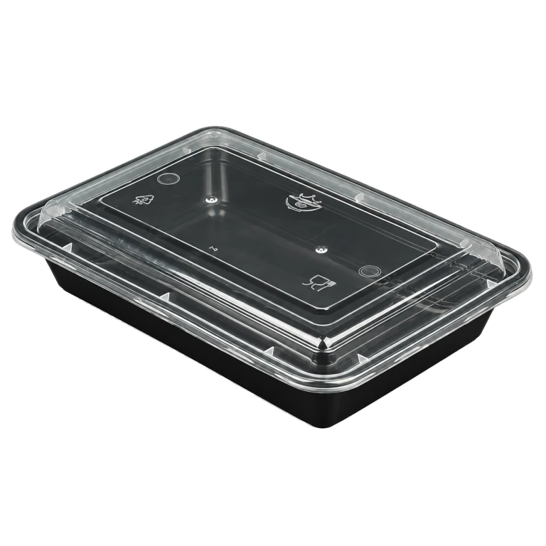 1000ml American-style rectangular container (black base, with lid)