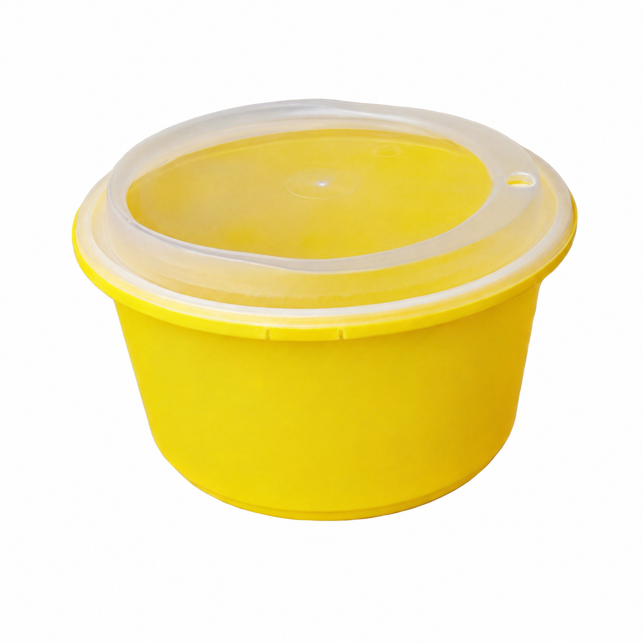Disposable Thickened Plastic Round Bowl with Lock Lid, 1500ml, Yellow