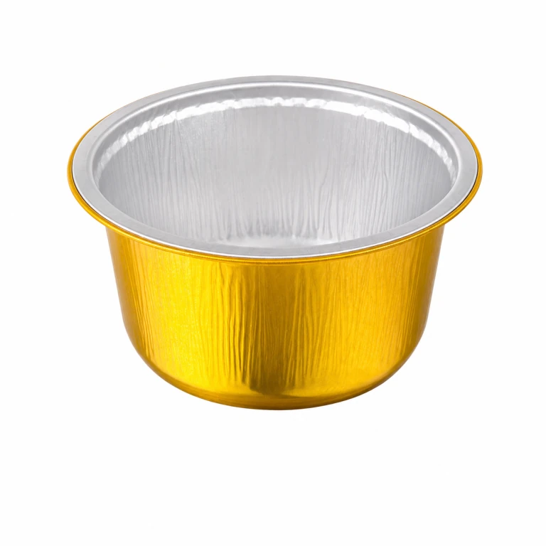 Gold Round Aluminum Foil Container with PP Lid Thickened Food Grade Commercial Takeaway Disposable Food Box