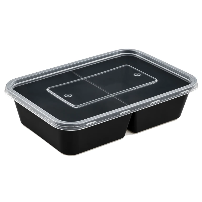 500ml two-compartment food container (black)