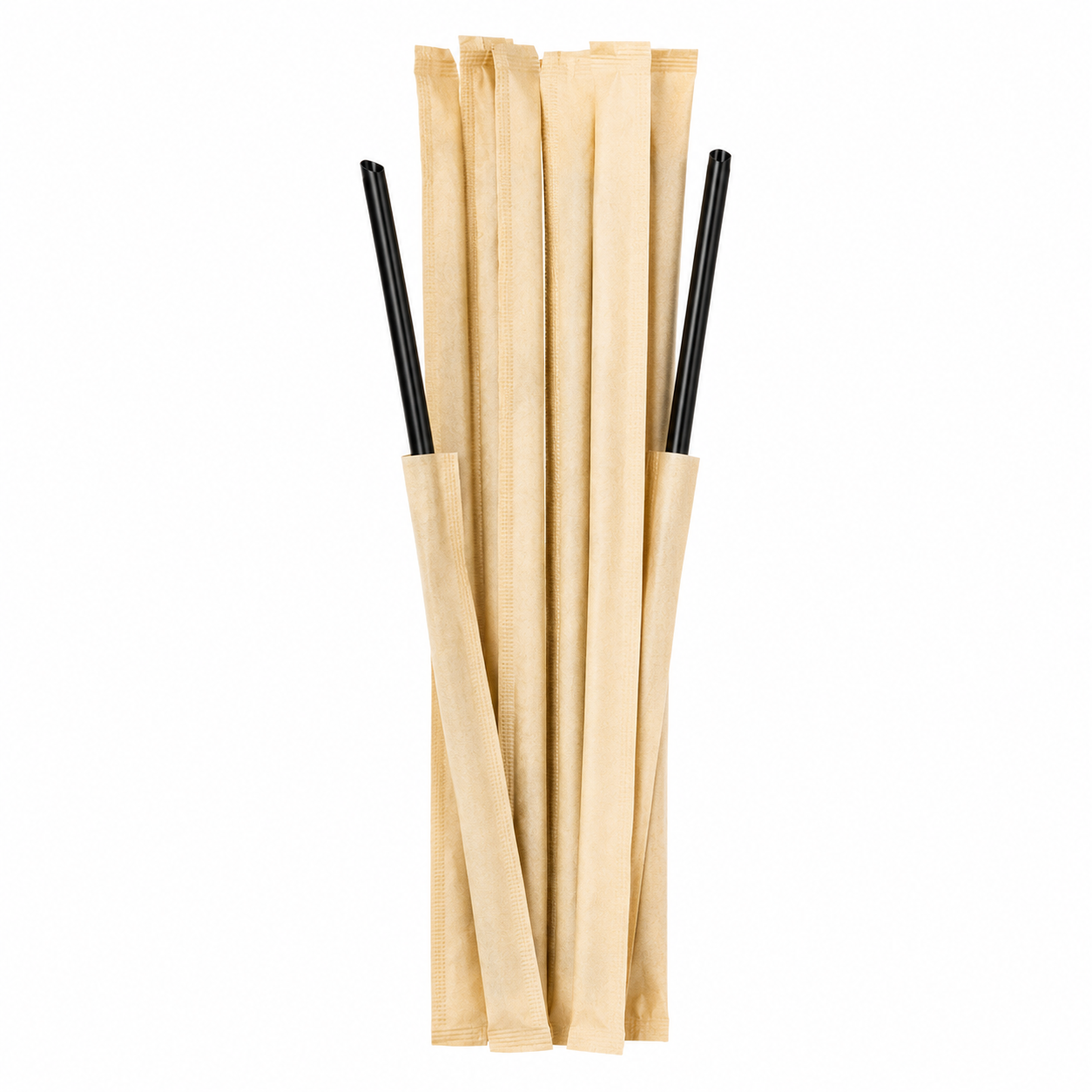 Food-Grade PP Straw 6×19cm, kraft paper, black pointed tip, 100 pcs
