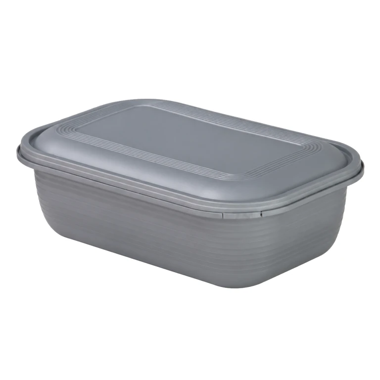 1350ml square tamper-evident food container (silver base/silver lid)