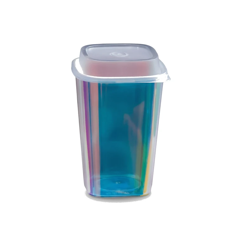 650ml Bright Rainbow Film + Clear Square Lid
