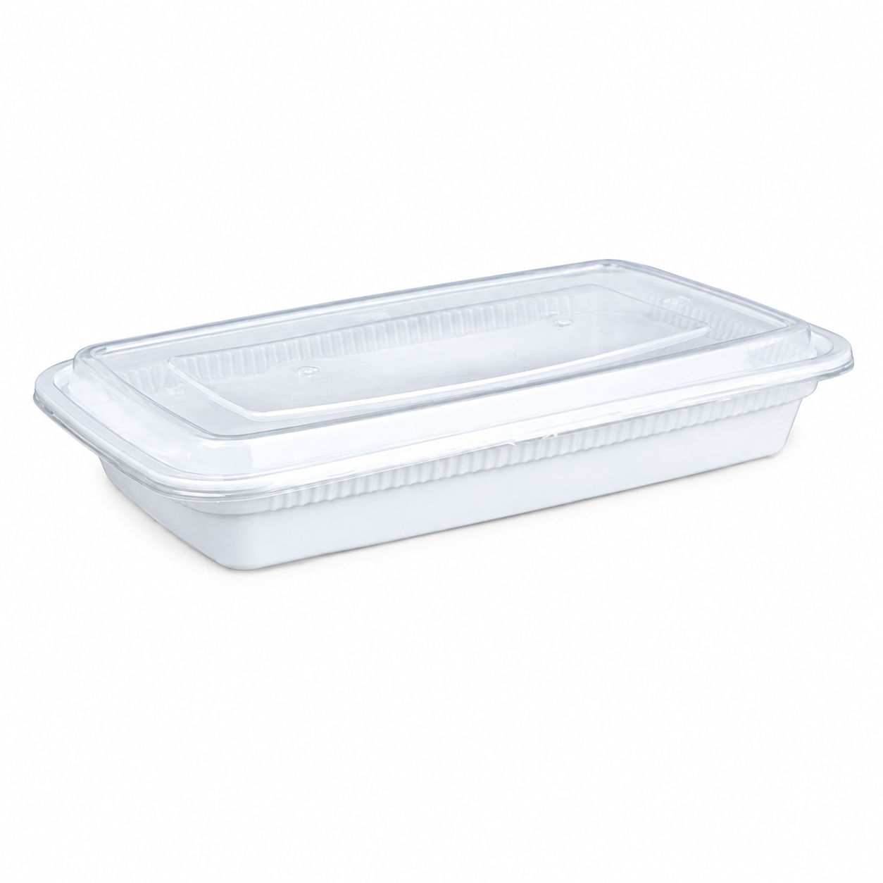 750ml disposable plastic meal box with white background and transparent lid