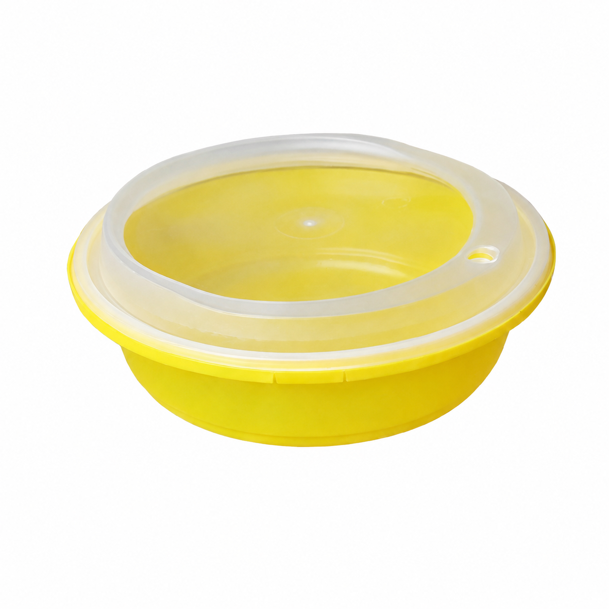Disposable Thickened Plastic Round Bowl with Lock Lid, 750ml, Yellow