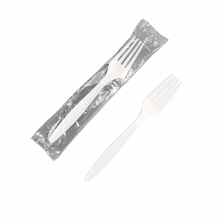 Corn Starch White Fork 7 inch, individually wrapped in OPP film