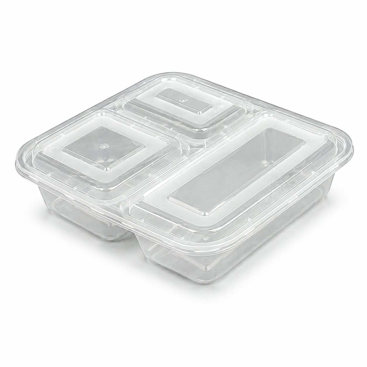 1000ml three-compartment food container (clear)