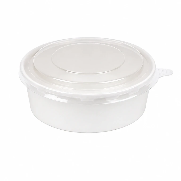 900ml White Cardboard Bowl with PET Lid