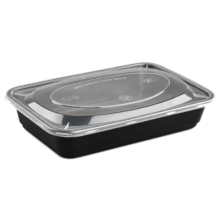 1200ml American-style rectangular container (black base, with lid)