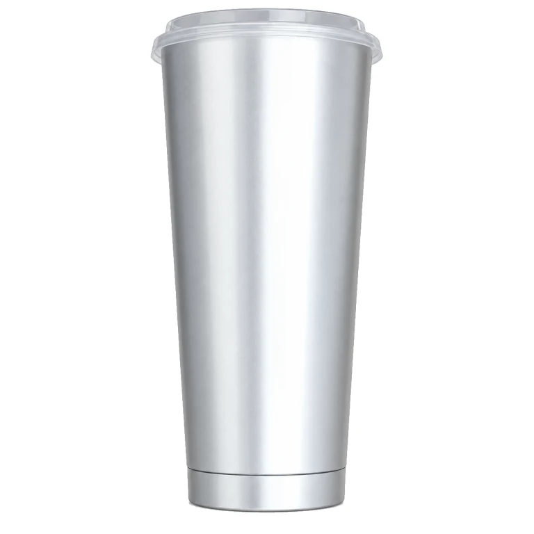1000ml Matte Silver Film Cup Set with Clear Glossy Lid