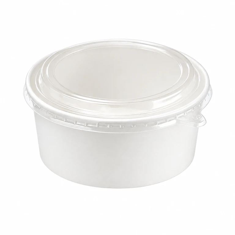 1300ml White Cardboard Bowl with OPS Lid
