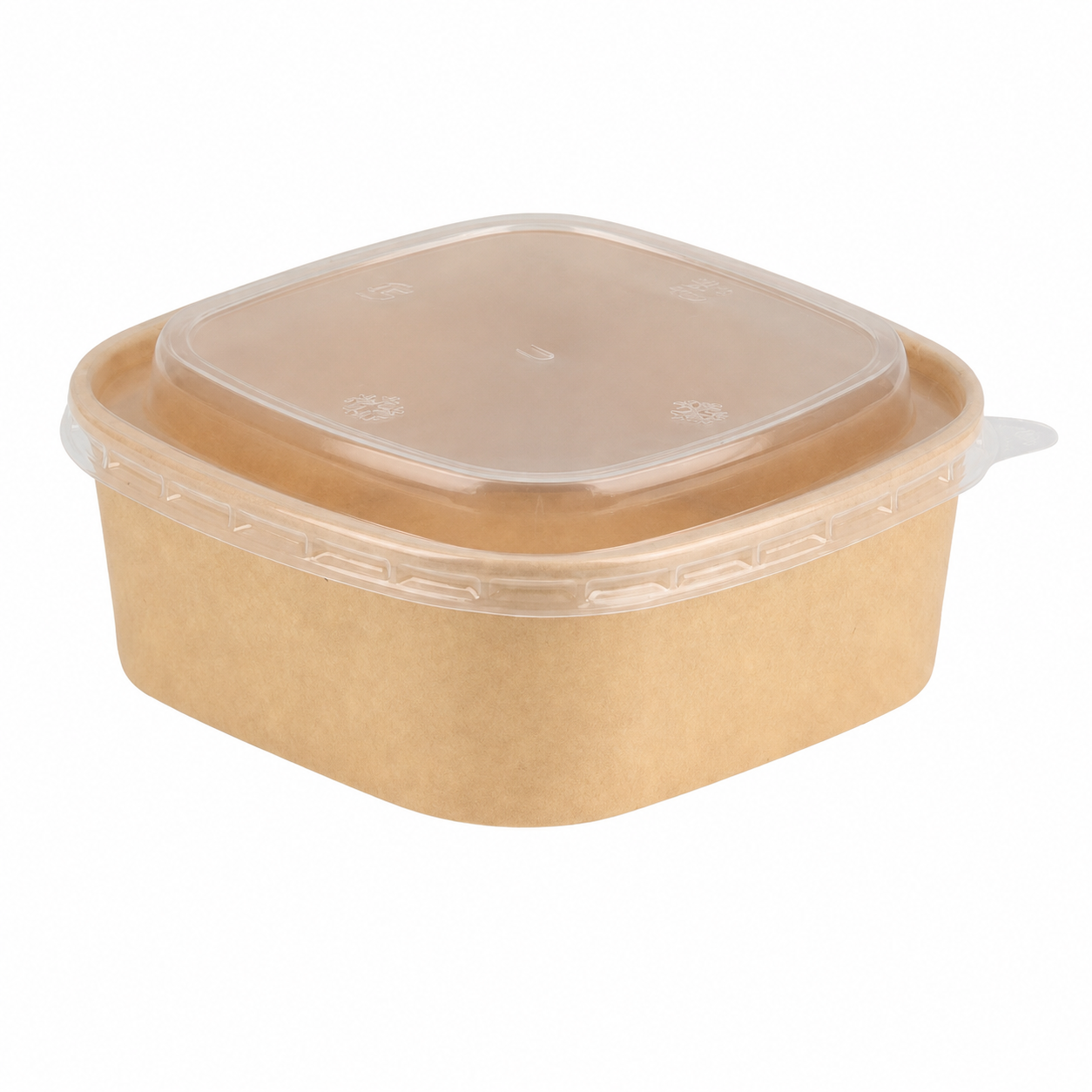 Kraft Paper Square Bowl 500ml with PP Lid