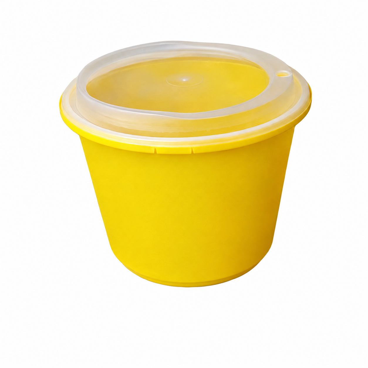 Disposable Thickened Plastic Round Bowl with Lock Lid, 2000ml, Yellow