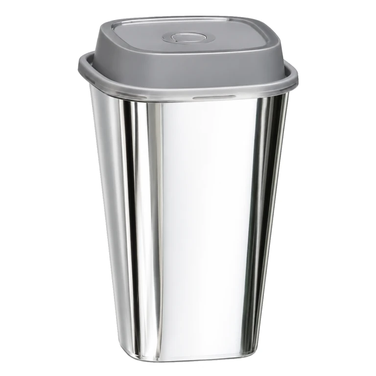 650ml Bright Silver Film Square Cup Set with Clear Gray Lid