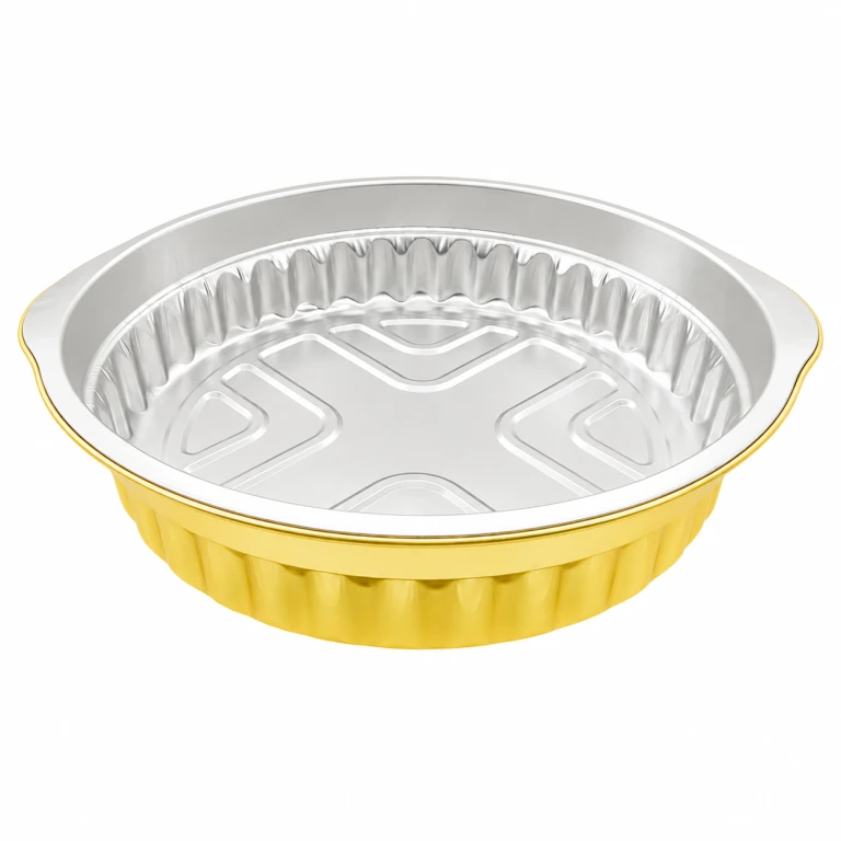 Aluminium Foil Round Container 2200ml (29.1cm dia) (twin-handle) with PP lid