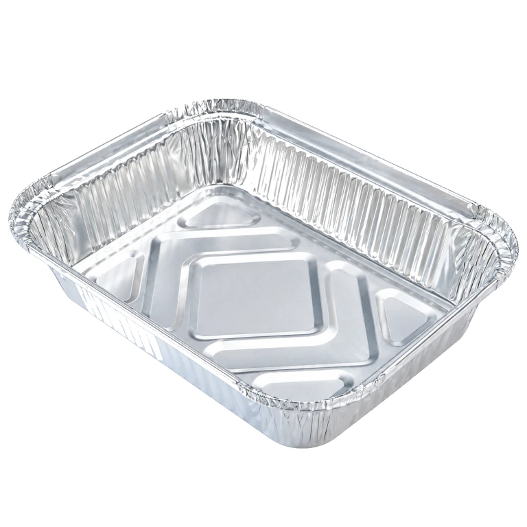 Aluminium Foil Square Container 195 shallow 600ml, with foil-laminated paper lid