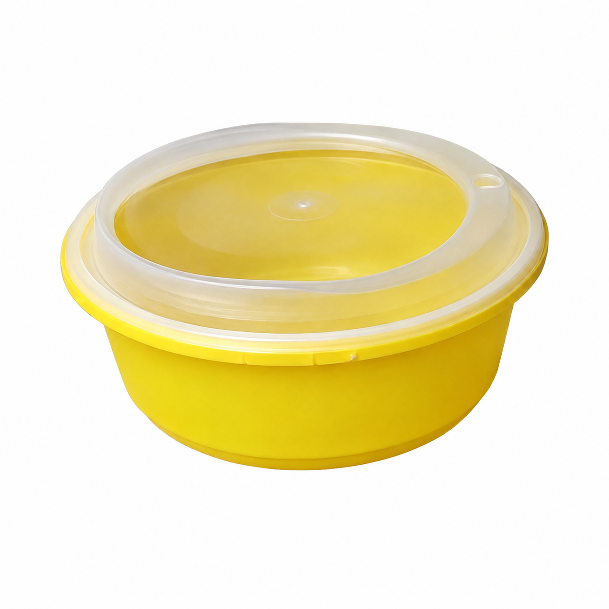 Disposable Thickened Plastic Round Bowl with Lock Lid, 1000ml, Yellow