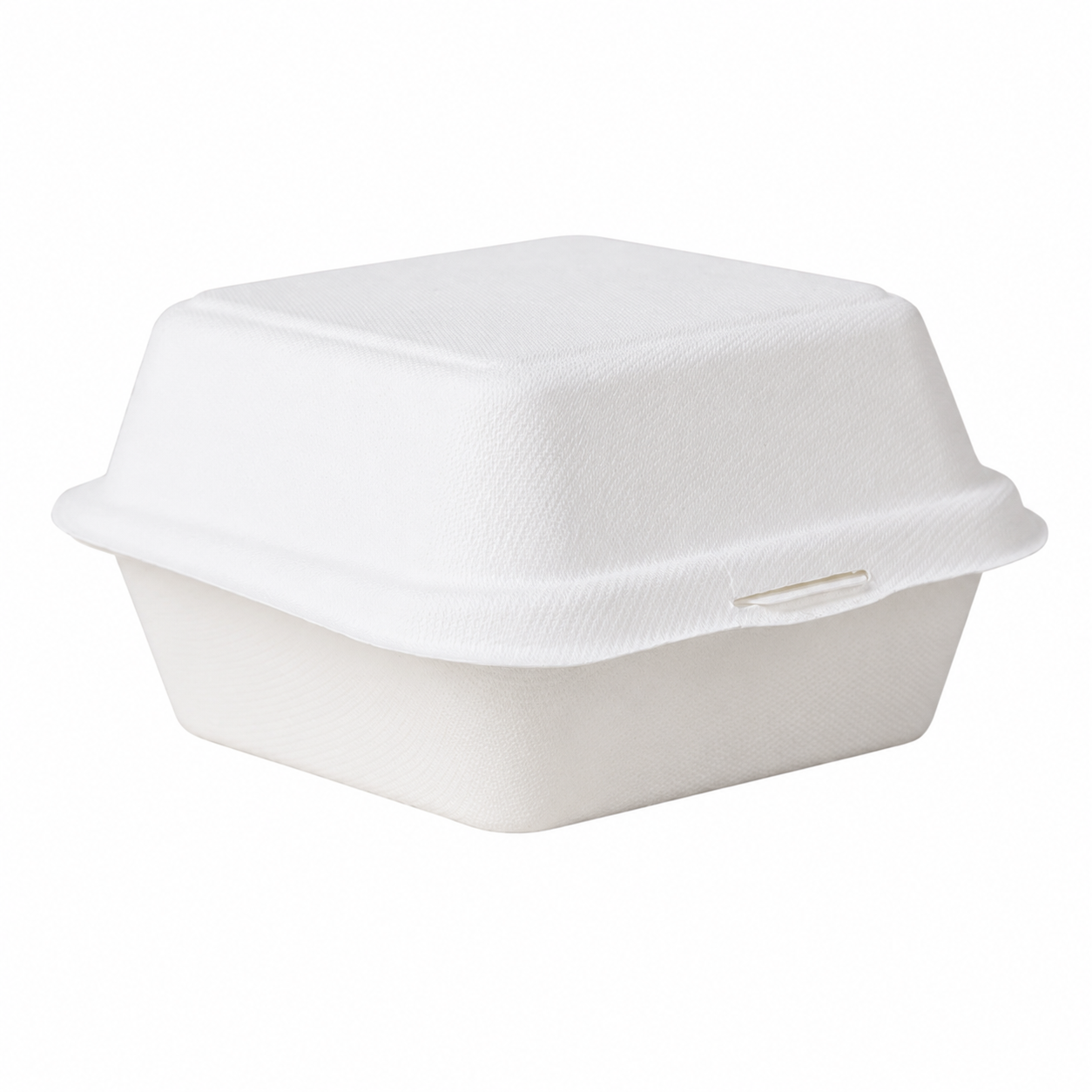White 6-Inch Bagasse Clamshell Hamburger Box