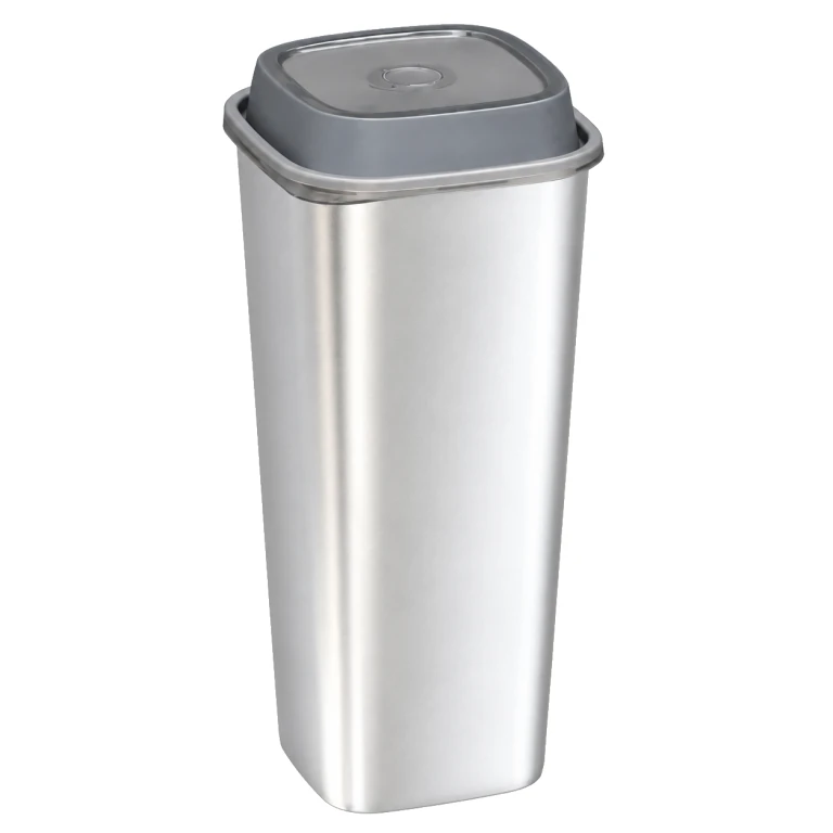 960ml Matte Silver Film Square Cup Set with Clear Gray Lid