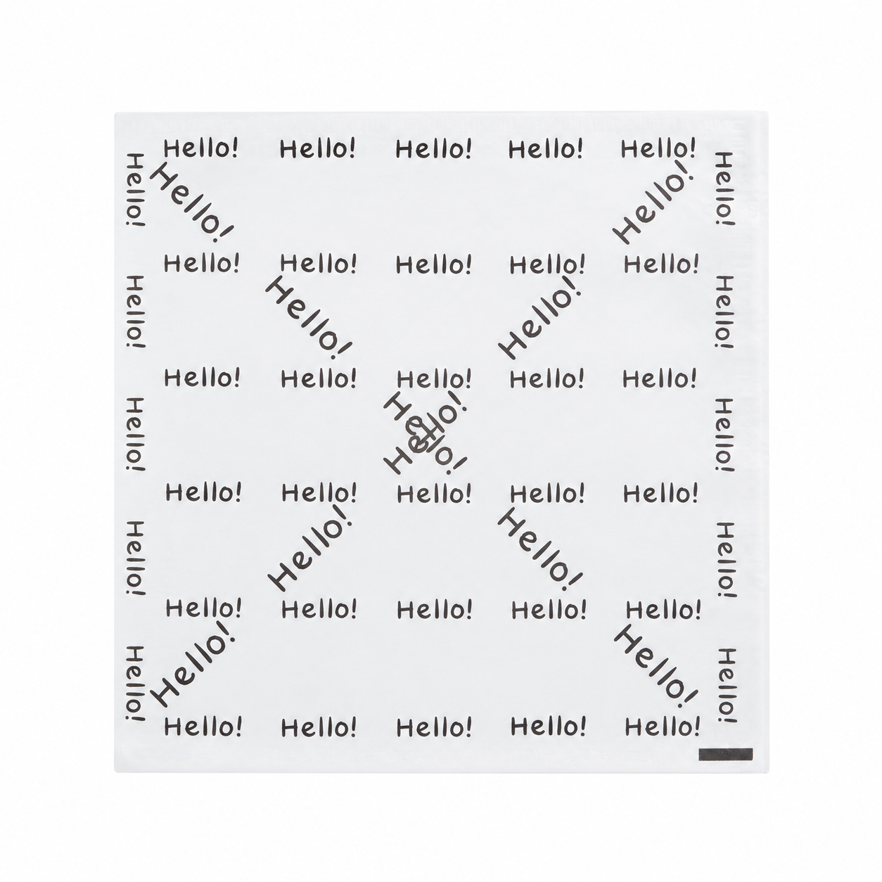 "Hello" English-text paper-bag design