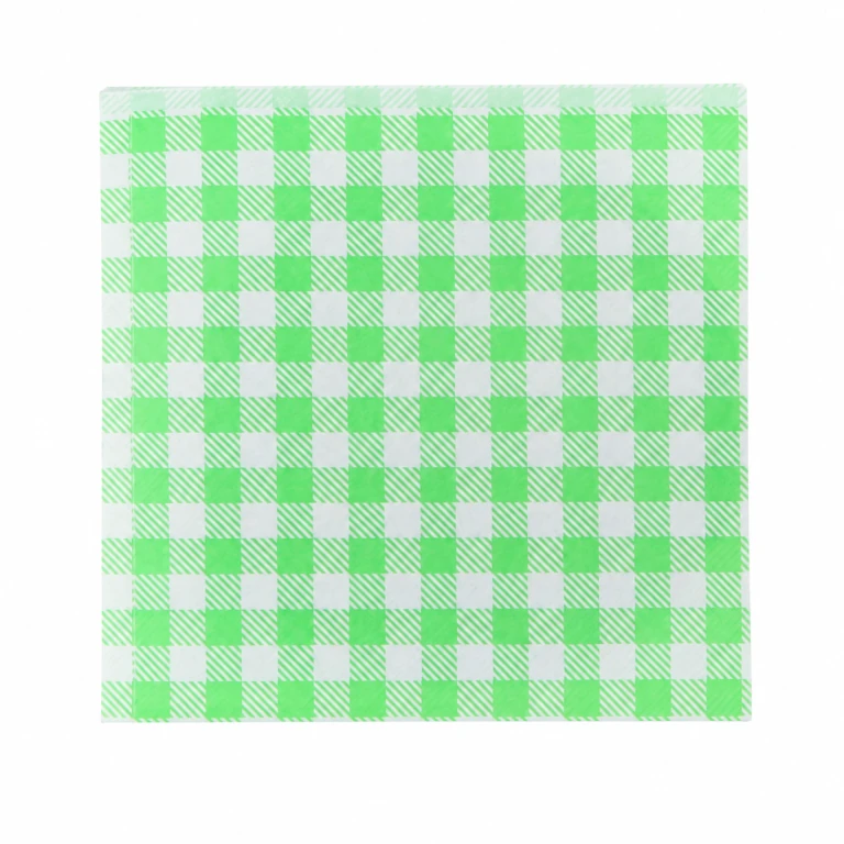 green checkered paper-bag design