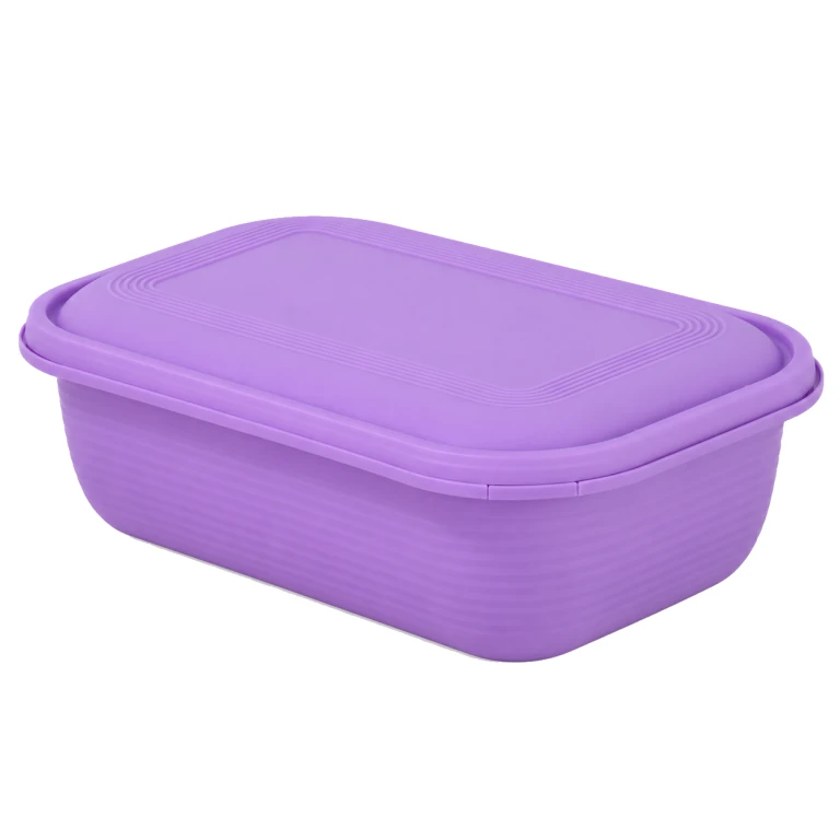 1350ml square tamper-evident food container (purple base/purple lid)