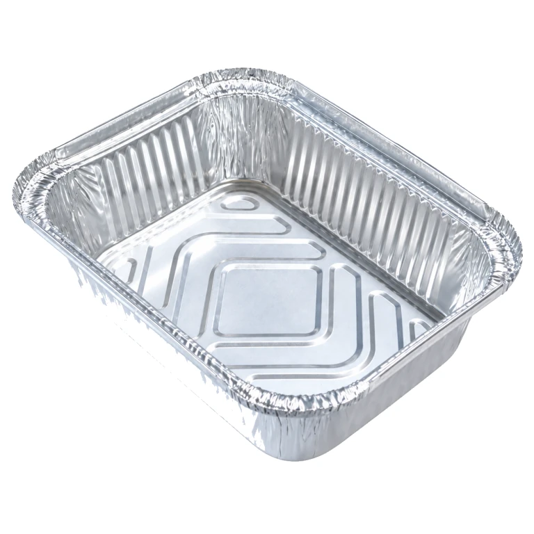 Aluminium Foil Square Container 195 deep 900ml, with foil-laminated paper lid