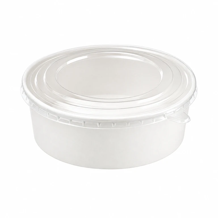 1500ml White Cardboard Bowl with OPS Lid