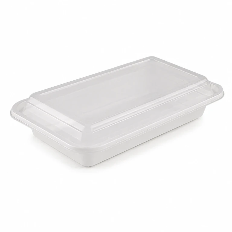 16oz American-style rectangular container (ivory base, with lid)